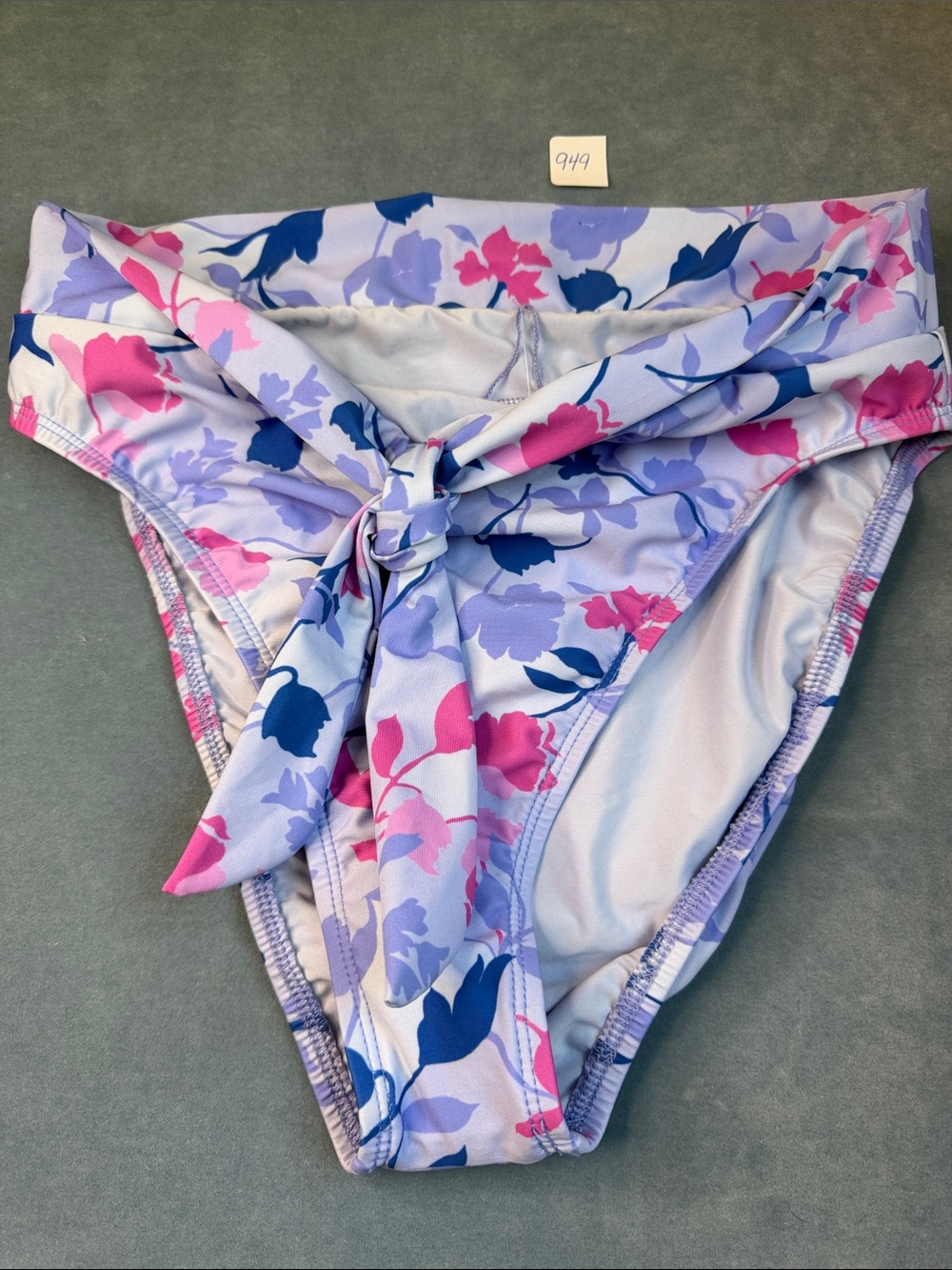 Splendid Floral Tie-Front Bikini Bottoms High Leg in Lavender & Pink NWT Size M